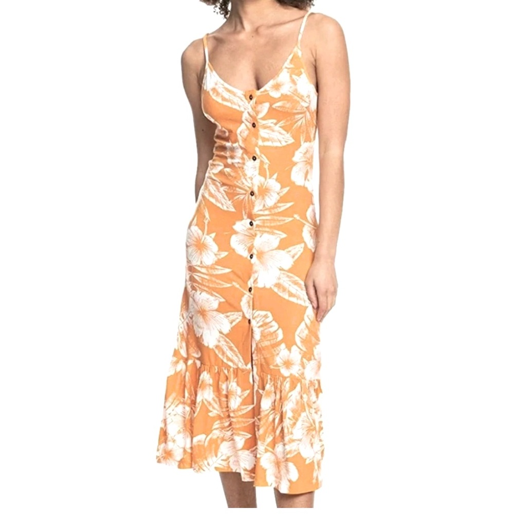 Roxy Women's Seaside State Maxi Dress in Apricot Tan Ventura Bico NWT Size S